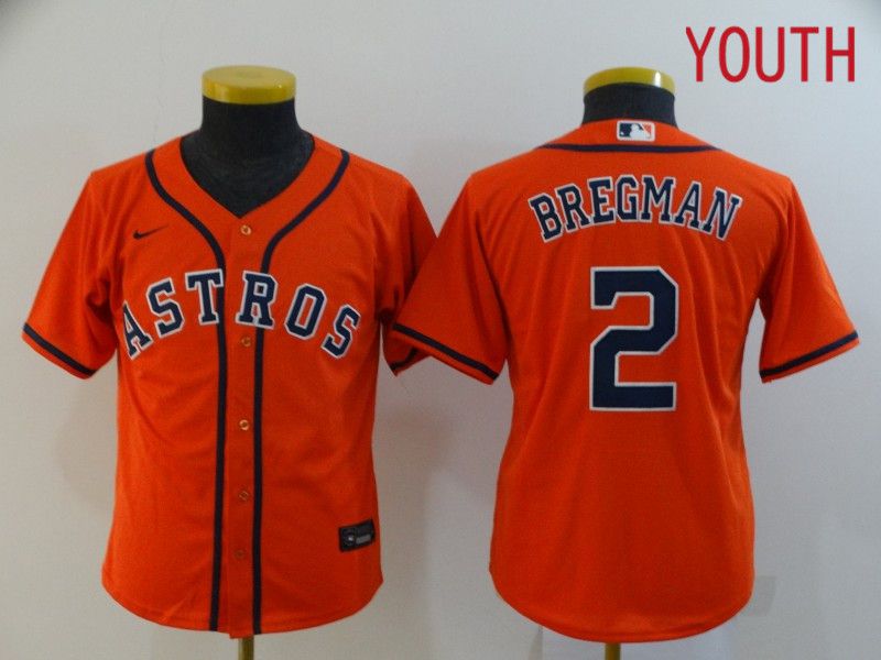 Youth Houston Astros 2 Bregman Orange Nike Game MLB Jerseys